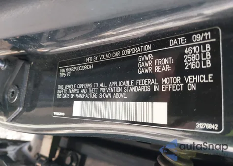 2012 Volvo S60 T5 from USA, damaged, VIN YV1622FS3C2099344